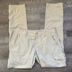 Columbia Omni-Shade Pants Womens 4 Short Beige Convertible Cargo Hiking Zip Off